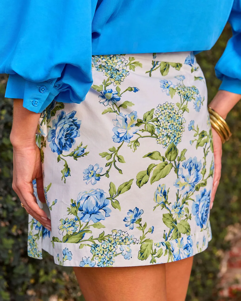 Whispering Blooms Floral Wrap Tie Mini Skirt sold by Vici product image thumbnail 4