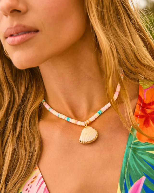 Elvina Beaded Seashell Pendant Necklace made by Vici