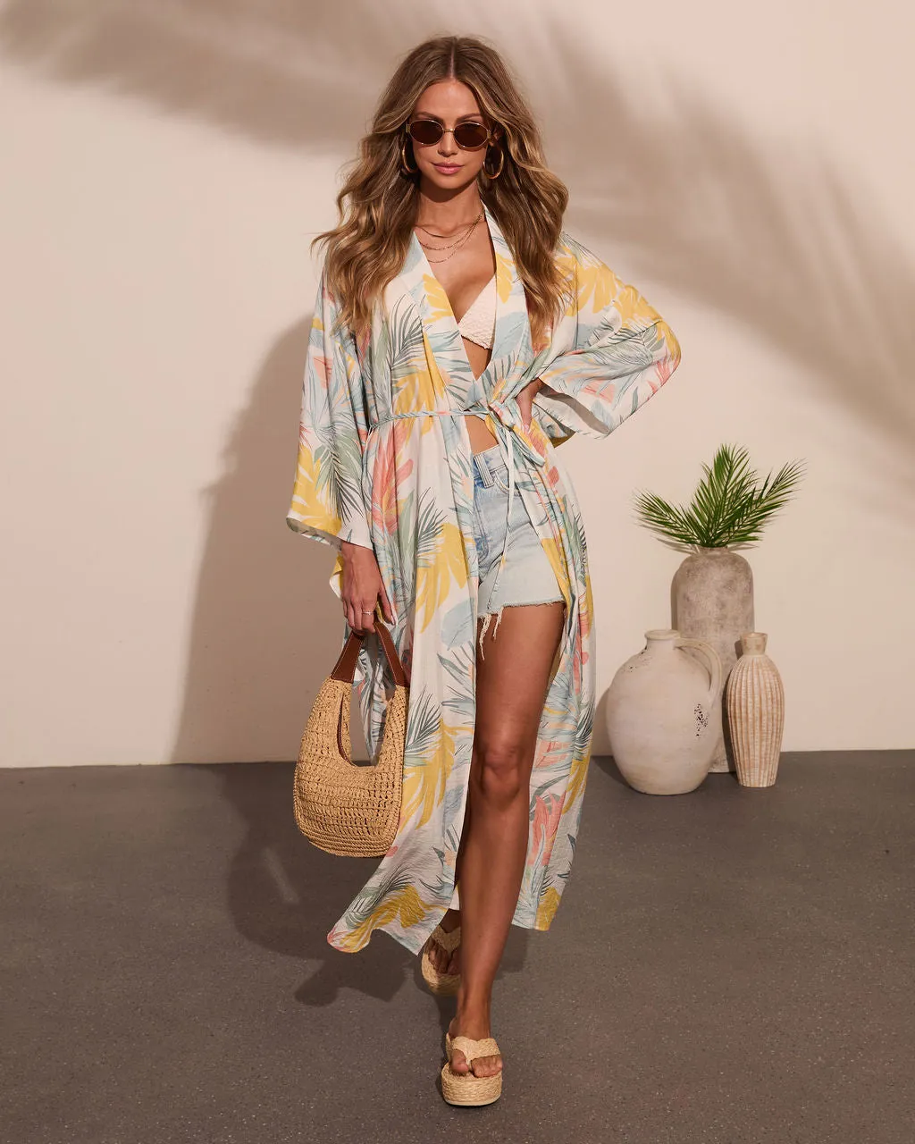 Coastal Gleam Tropical Wrap Tie Cover Up Maxi Dress sold by Vici product image thumbnail 5