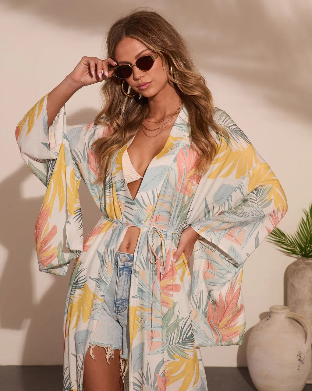 Coastal Gleam Tropical Wrap Tie Cover Up Maxi Dress sold by Vici product image thumbnail 2