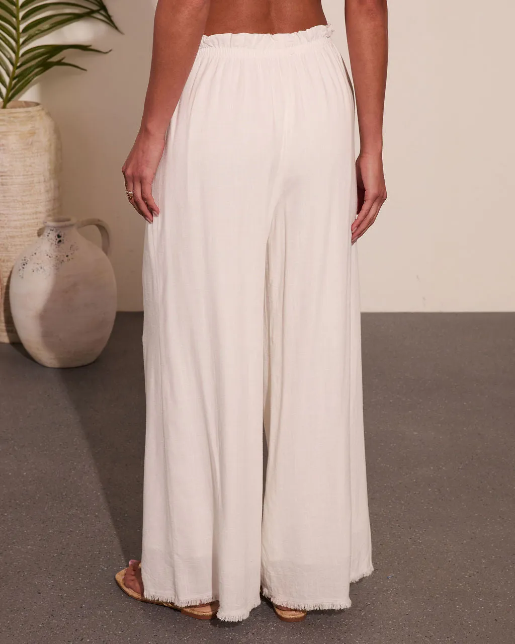 Catch Flights Drawstring Cover Up Linen Blend Pants sold by Vici product image thumbnail 4