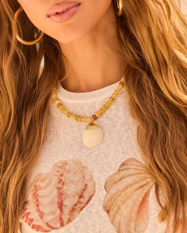 Seaside Views Beaded Seashell Charm Necklace made by Vici