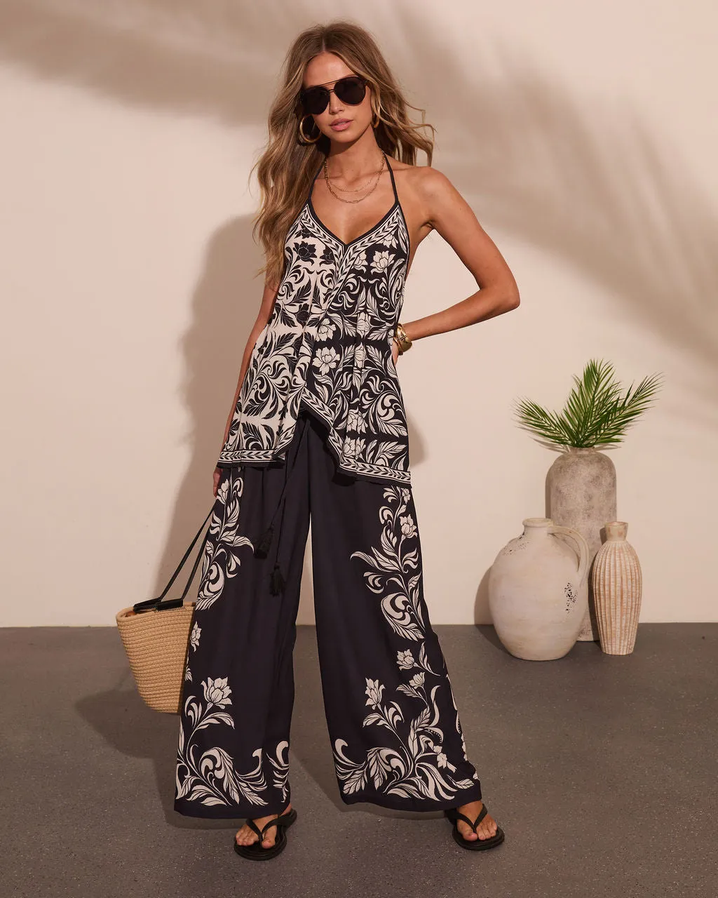 Korinna Floral Print Drawstring Wide Leg Pants sold by Vici product image thumbnail 5