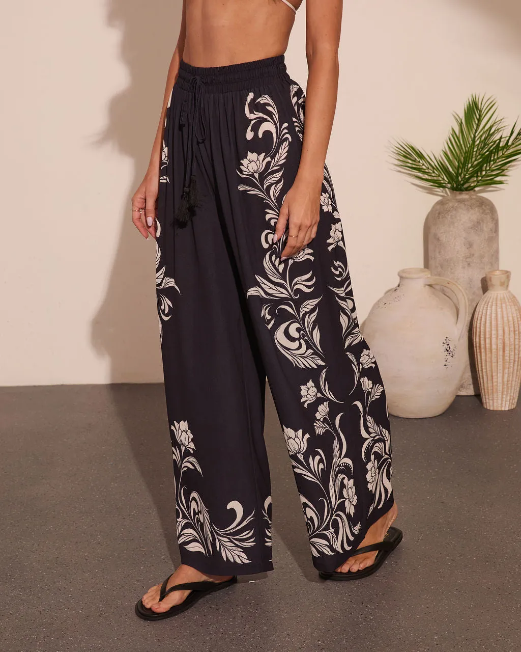 Korinna Floral Print Drawstring Wide Leg Pants sold by Vici product image thumbnail 3