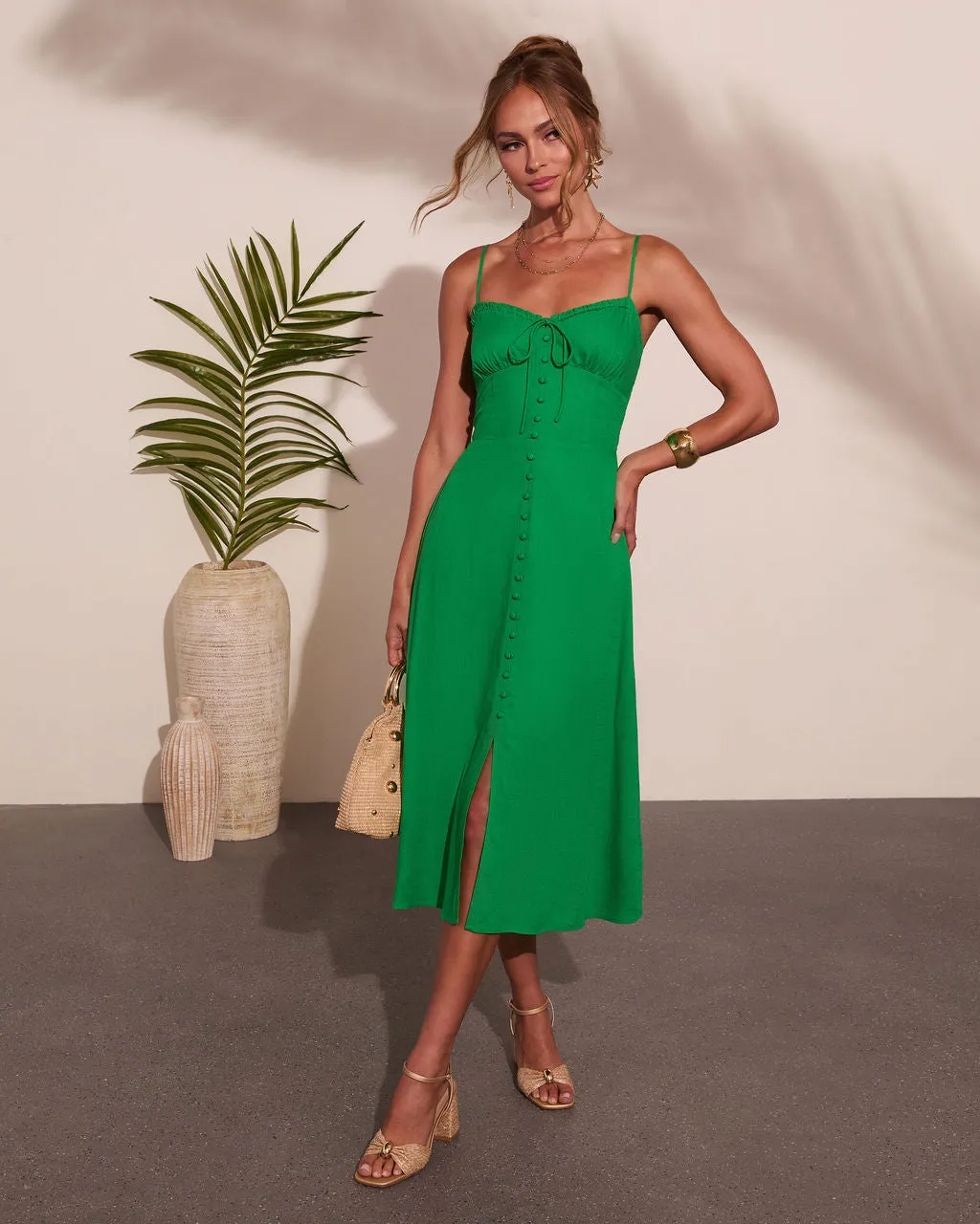 Tropic Breeze Linen Blend Maxi Dress sold by Vici