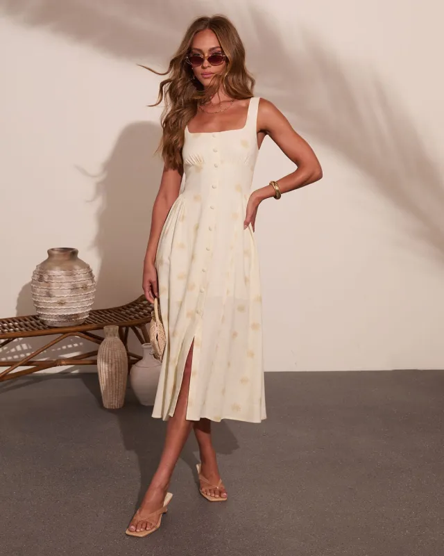 Coastal Days Seashell Print Linen Blend Midi Dress made by Vici