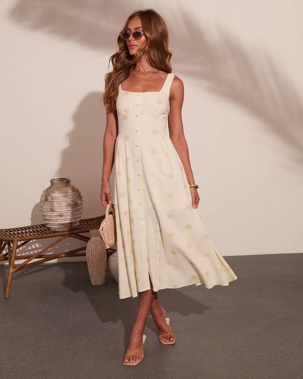 Coastal Days Seashell Print Linen Blend Midi Dress sold by Vici product image thumbnail 5