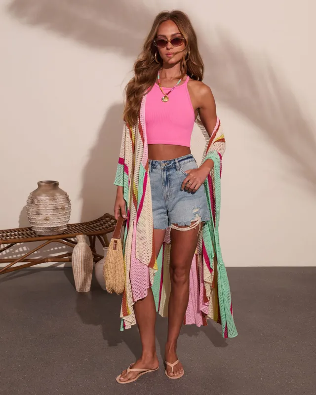 Summer Treat Knit Color Block Duster Kimono made by Vici