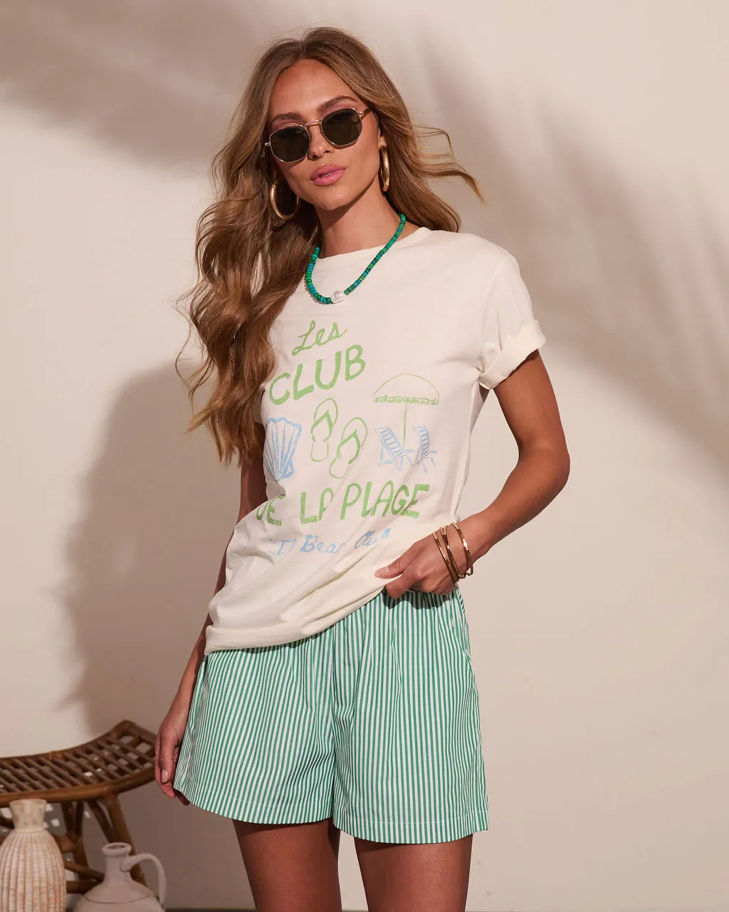 Beach Coastal Club Cotton Graphic Short Sleeve Tee sold by Vici product image thumbnail 5