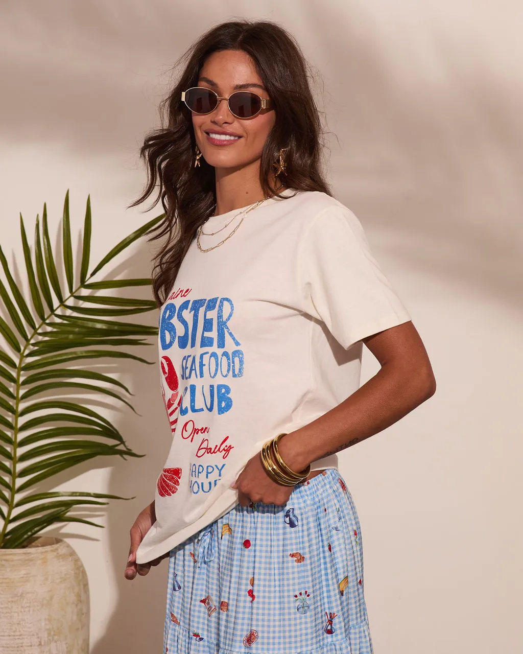 Lobster Seafood Club Cotton Graphic Short Sleeve Tee sold by Vici product image thumbnail 3
