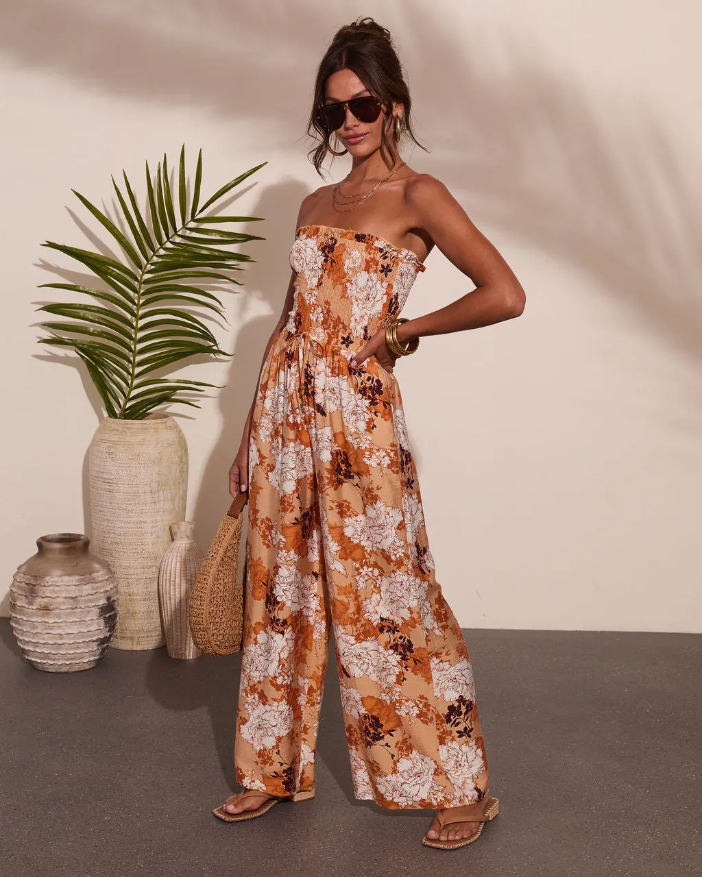 Sun Daydream Strapless Floral Print Jumpsuit sold by Vici product image thumbnail 3