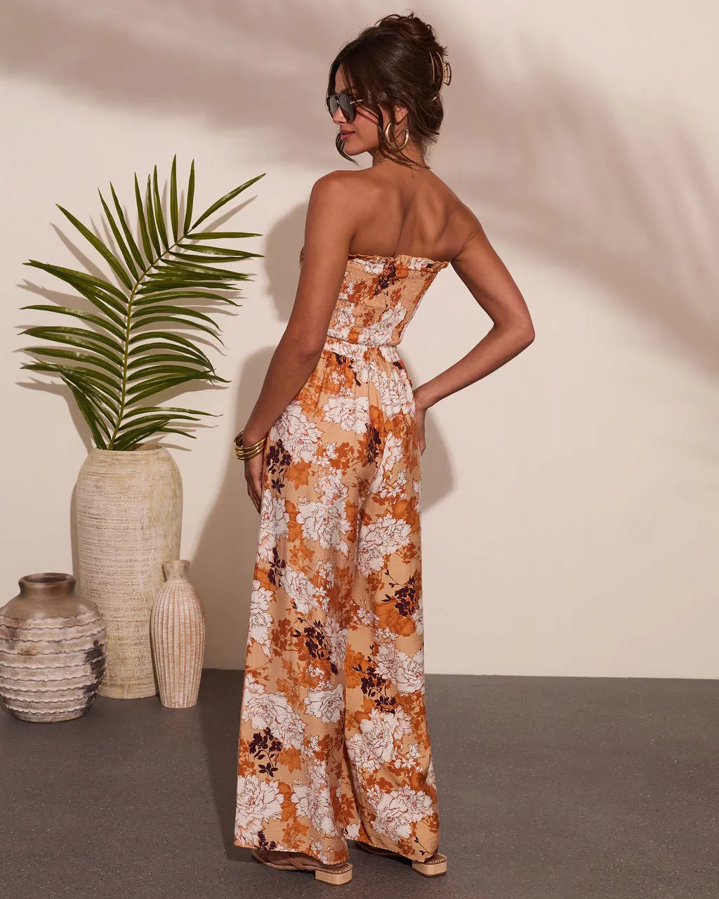 Sun Daydream Strapless Floral Print Jumpsuit sold by Vici product image thumbnail 4