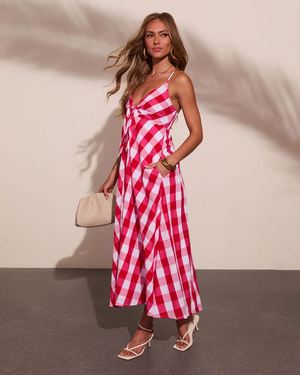 Saltwater Darling Cotton Gingham Print Maxi Dress sold by Vici product image thumbnail 3