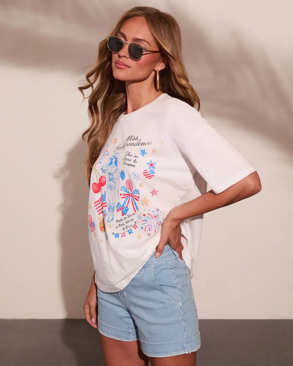 Miss Independence Graphic Cotton Short Sleeve Tee sold by Vici product image thumbnail 3