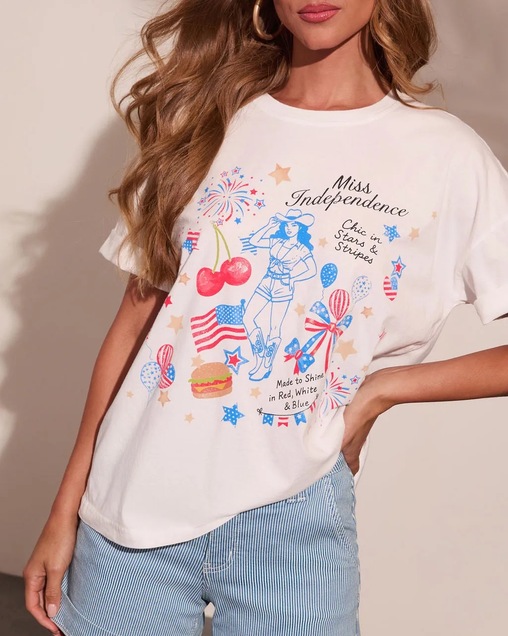Miss Independence Graphic Cotton Short Sleeve Tee sold by Vici product image thumbnail 5