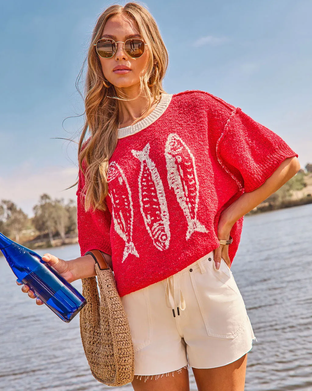 Good Catch Novelty Sardine Print Sweater sold by Vici