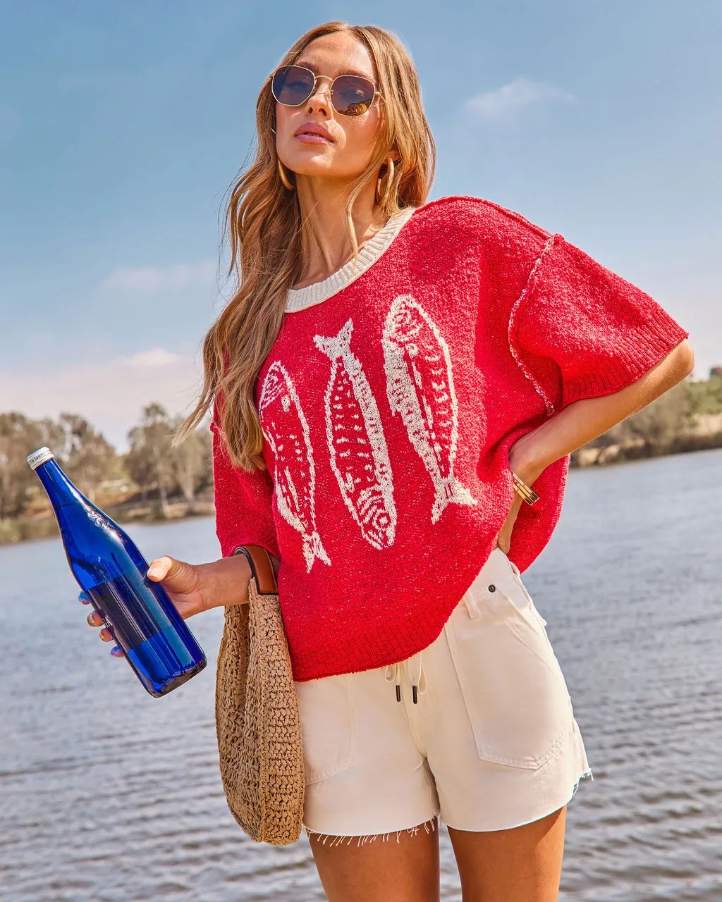 Good Catch Novelty Sardine Print Sweater sold by Vici product image thumbnail 5