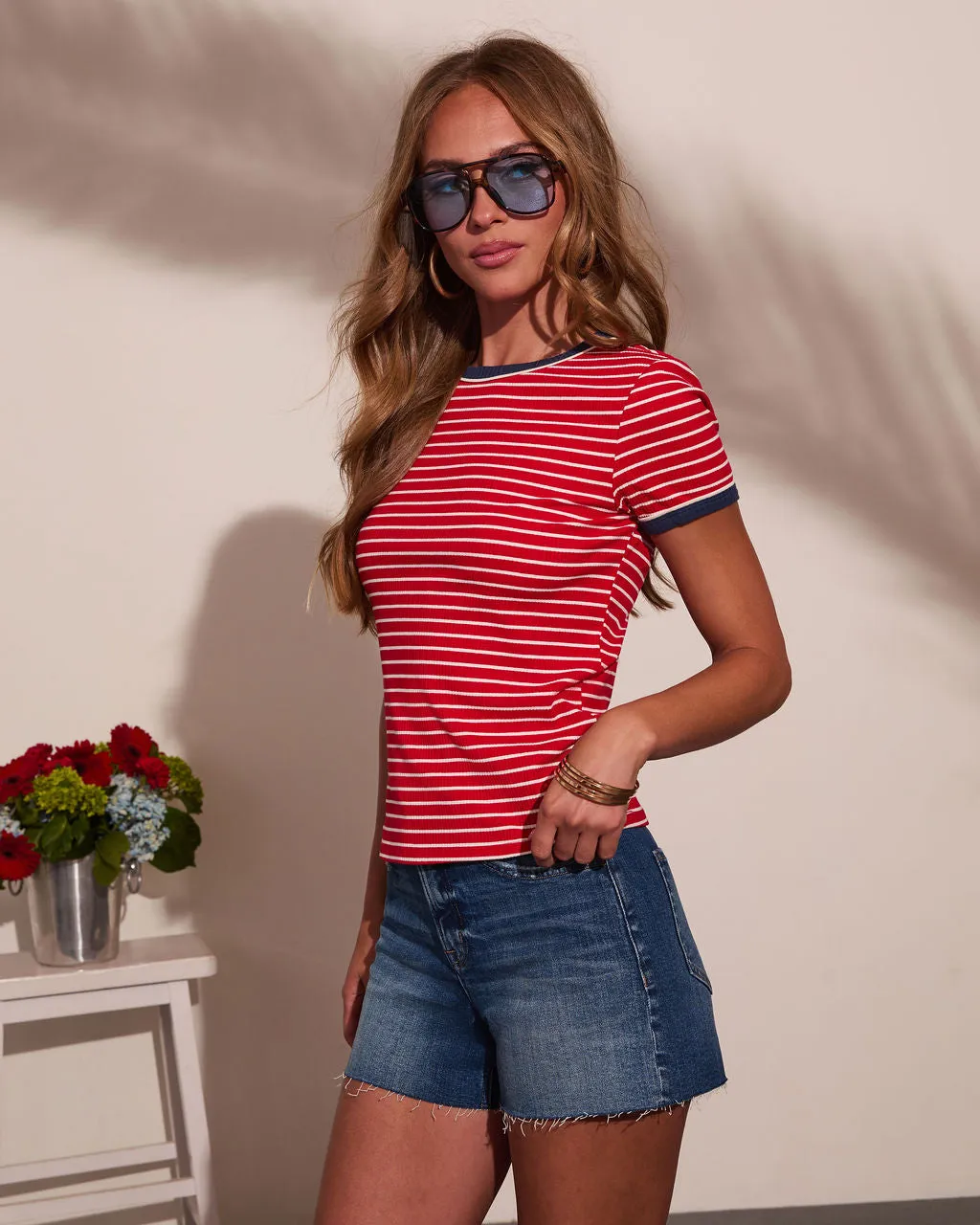 Harbor Drifter Striped Short Sleeve Top sold by Vici product image thumbnail 3