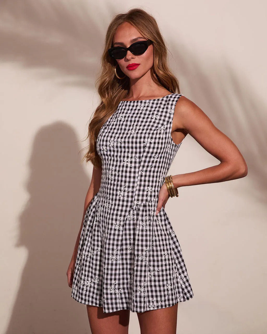 Harbor Charm Gingham Print Mini Dress sold by Vici product image thumbnail 3