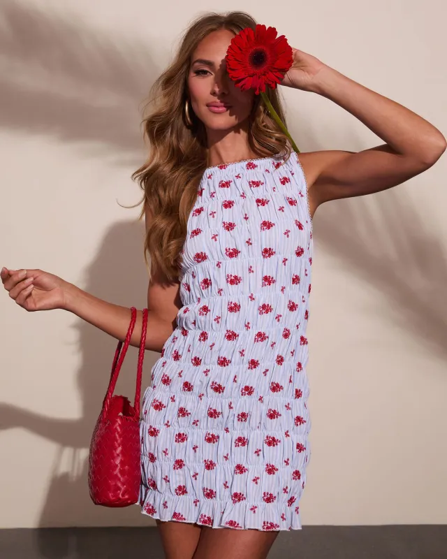 Ocean Blossom Smocked Floral Mini Dress made by Vici