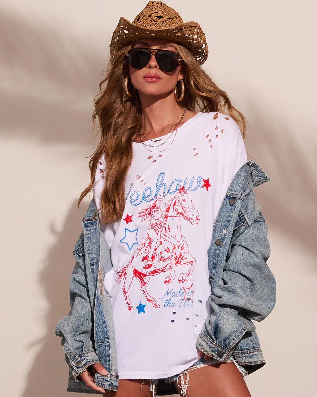 Yeehaw Cowgirl Graphic Cotton Short Sleeve Tee sold by Vici product image thumbnail 2