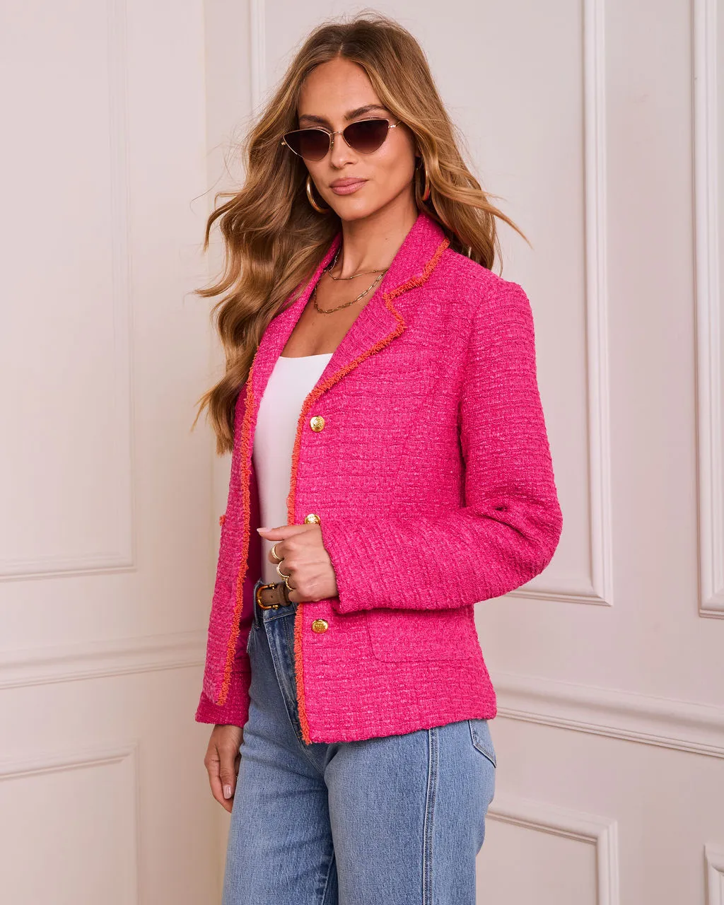 Sweet Talks Tweed Contrast Trim Jacket sold by Vici product image thumbnail 3