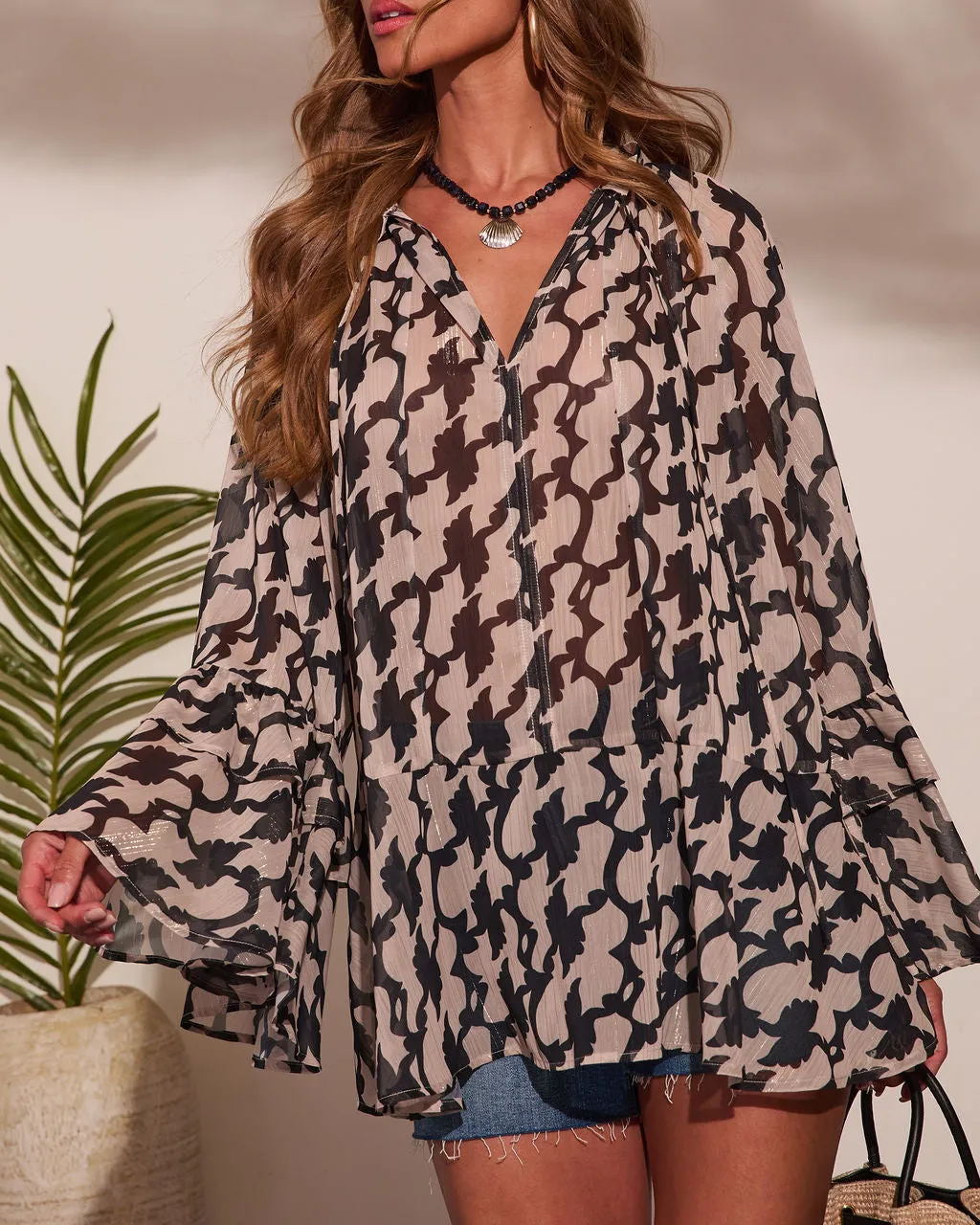 Smooth Sailing Abstract Print Cover Up Kimono Top sold by Vici product image thumbnail 5
