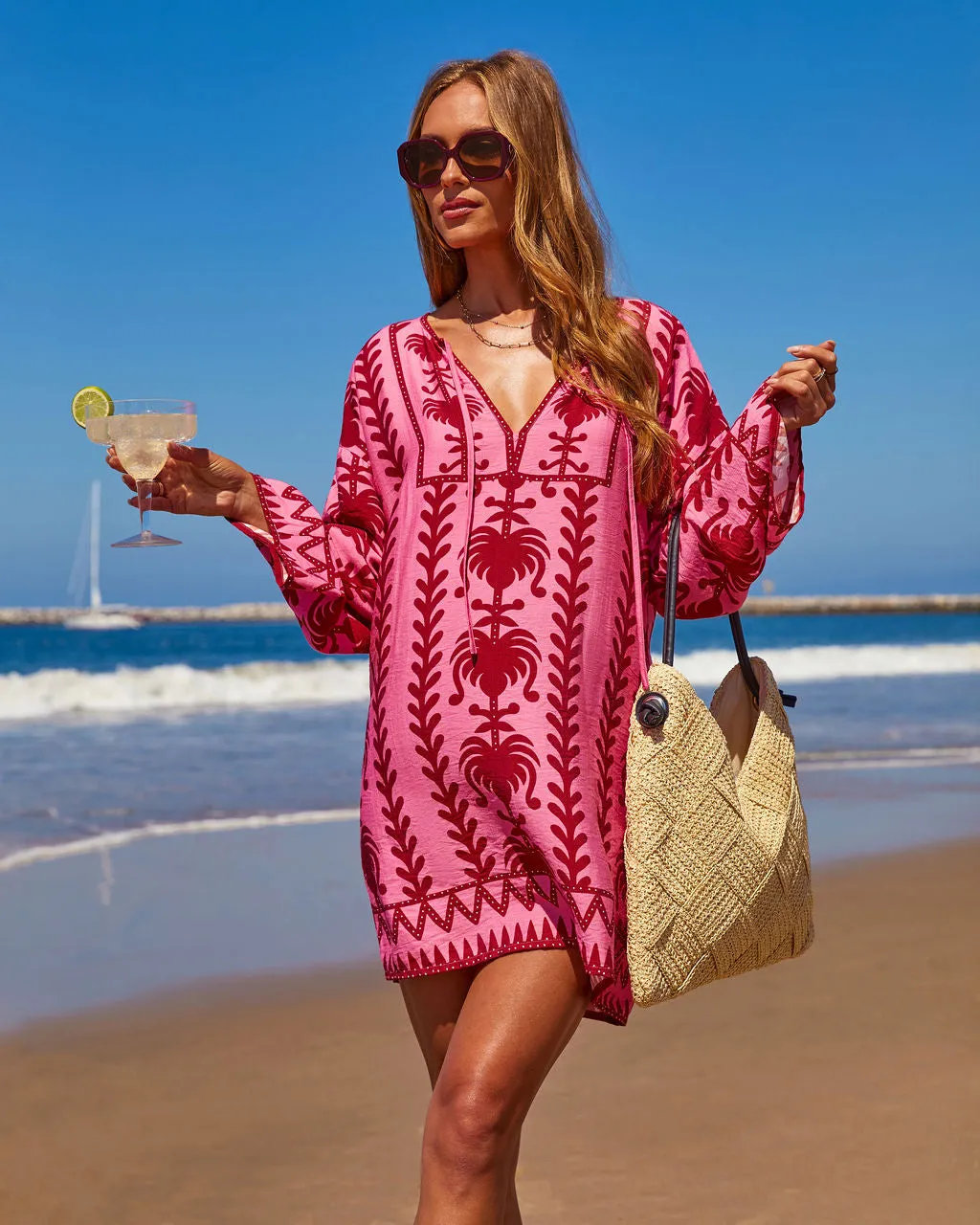 Sunset Riviera Abstract Mini Shift Dress sold by Vici product image thumbnail 2