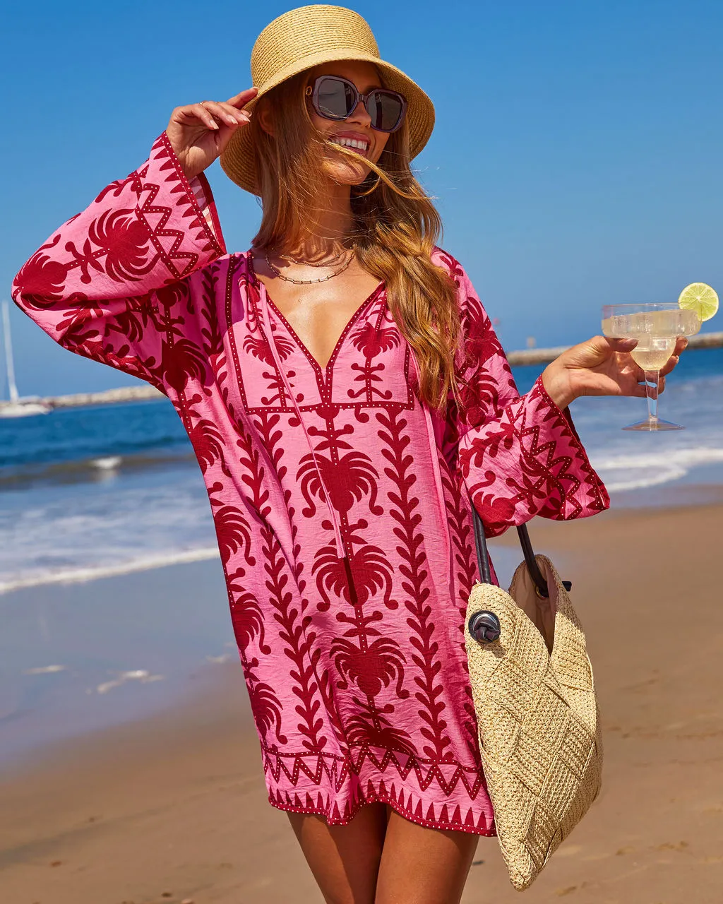 Sunset Riviera Abstract Mini Shift Dress sold by Vici product image thumbnail 3