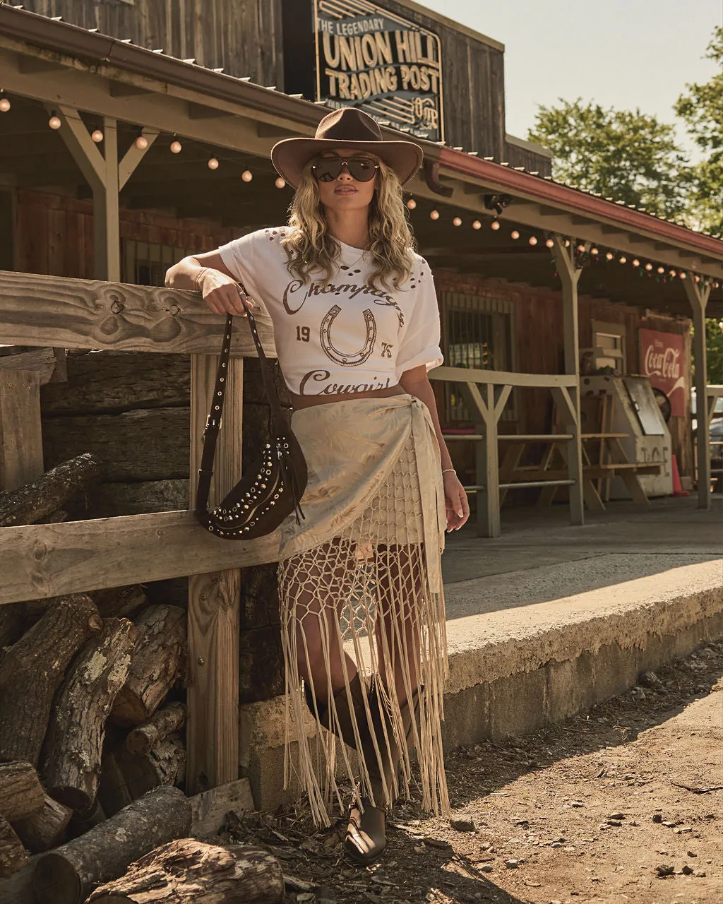 Champagne Cowgirl Cotton Graphic Short Sleeve Tee sold by Vici product image thumbnail 2