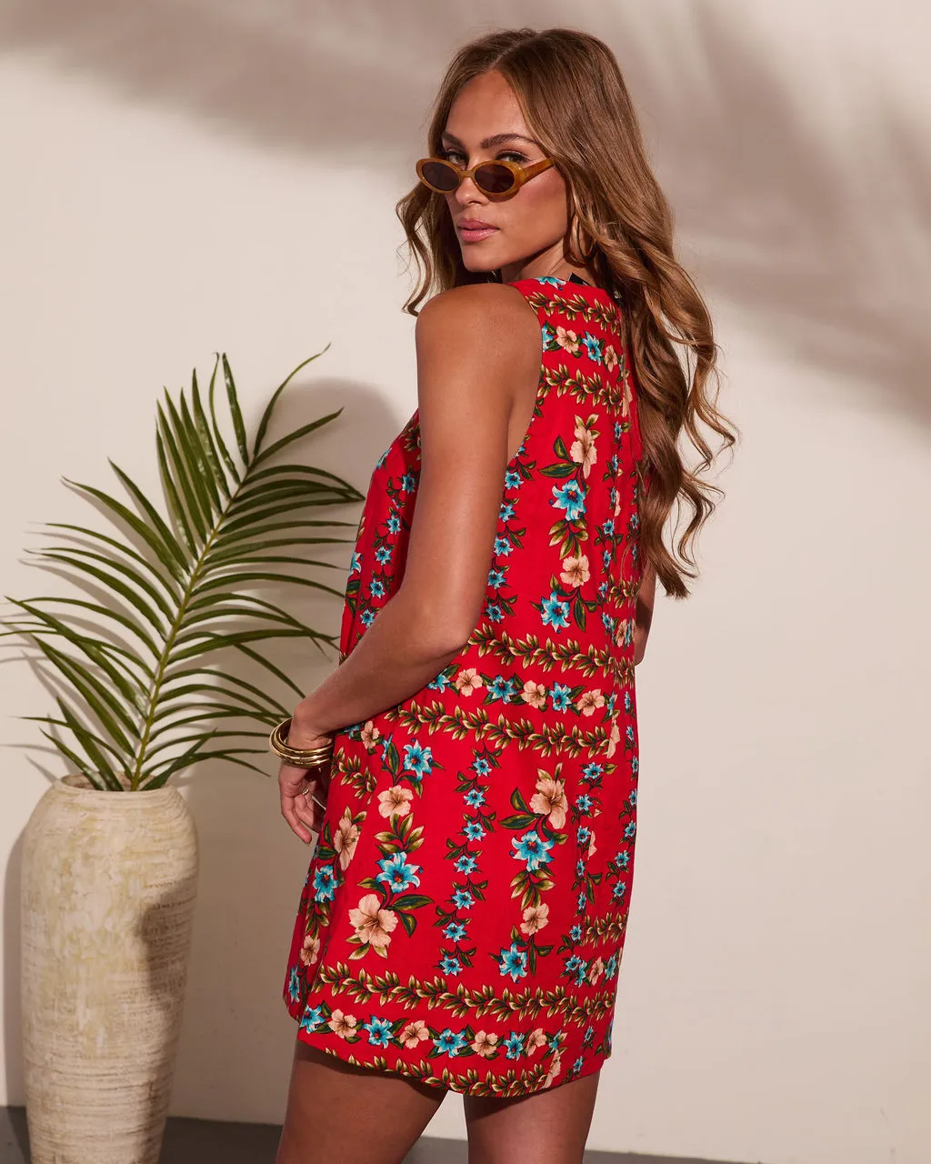 Wildflower Whisper Linen Blend Floral Mini Dress sold by Vici product image thumbnail 4