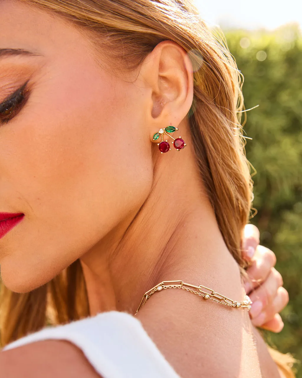 Picnic Darling Drop Cherry Earrings sold by Vici product image thumbnail 4