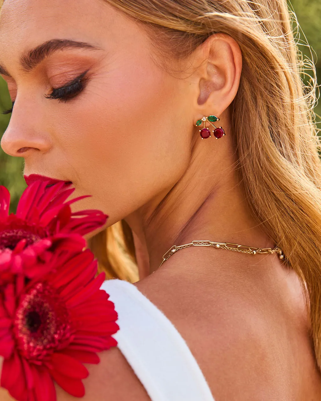 Picnic Darling Drop Cherry Earrings sold by Vici product image thumbnail 3