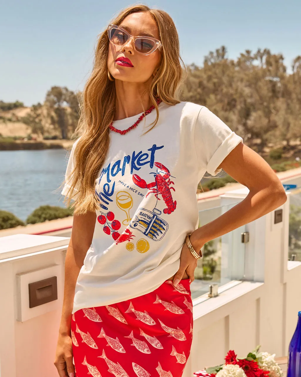 Seafood Market Cotton Graphic Short Sleeve Tee sold by Vici product image thumbnail 3
