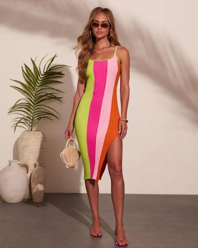 Maliah Ribbed Knit Color Block Midi Dress made by Vici