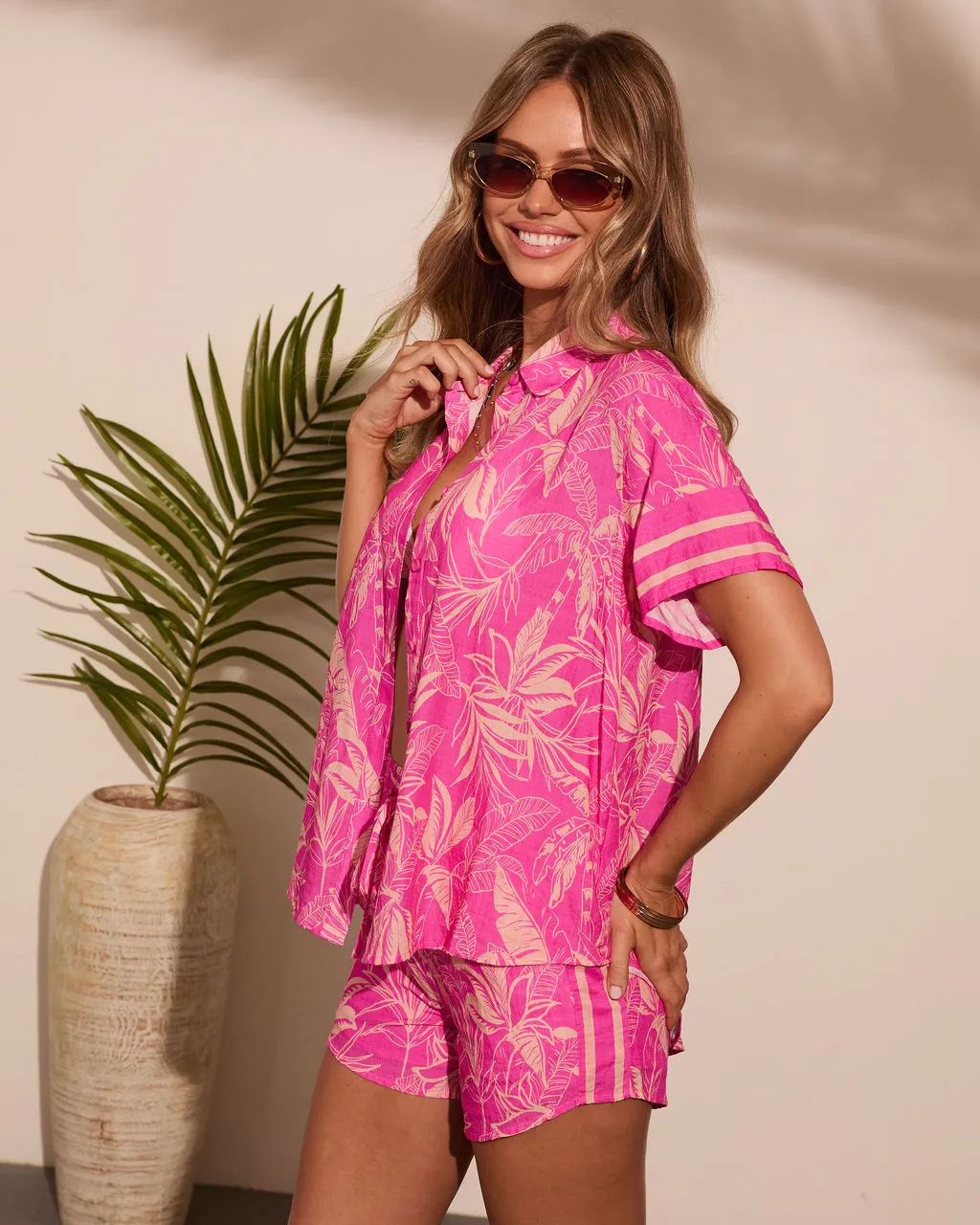 Wishful Bloom Tropical Print Button Down Top sold by Vici product image thumbnail 3