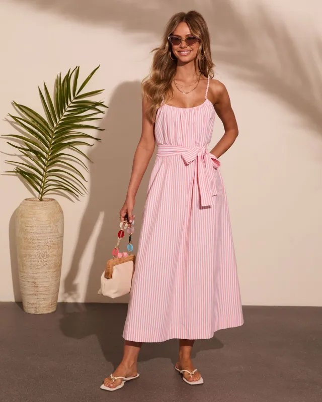 Coastal Daydream Striped Waist Tie Maxi Dress made by Vici