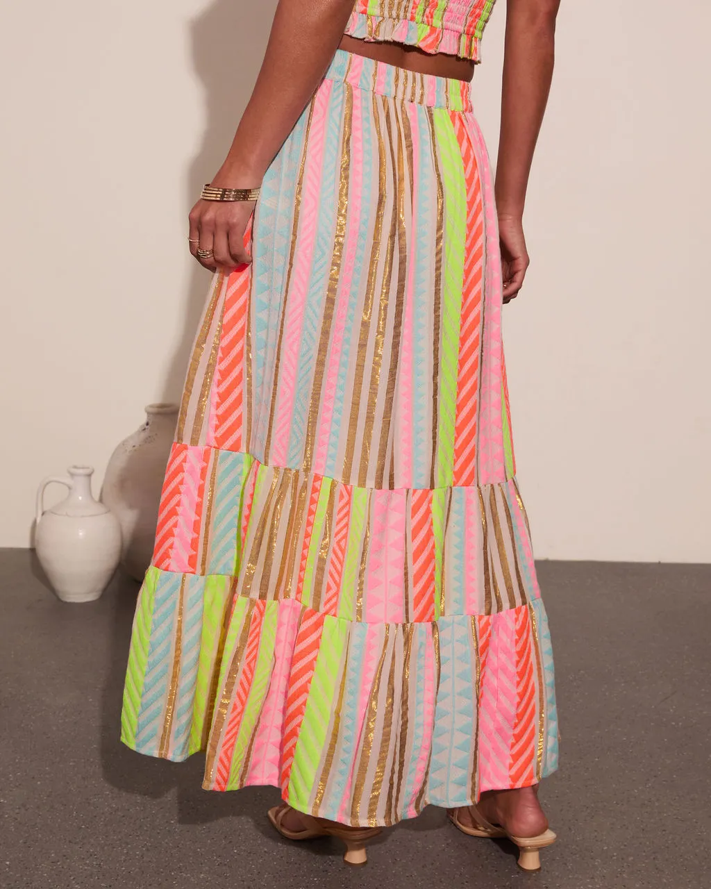 After Glow Muse Striped Abstract Maxi Skirt sold by Vici product image thumbnail 4