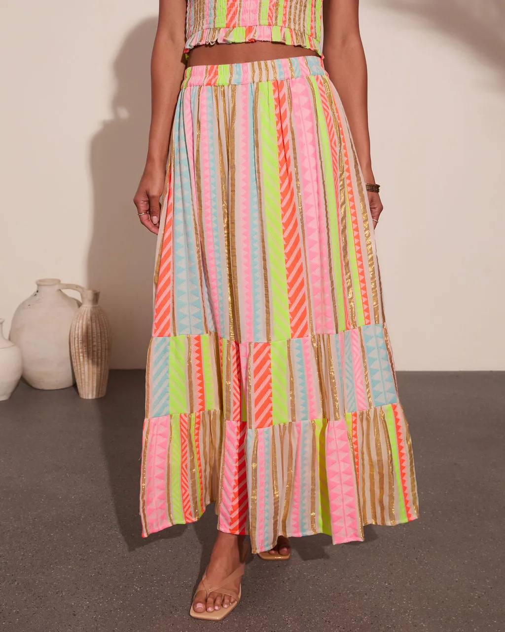 After Glow Muse Striped Abstract Maxi Skirt sold by Vici product image thumbnail 2