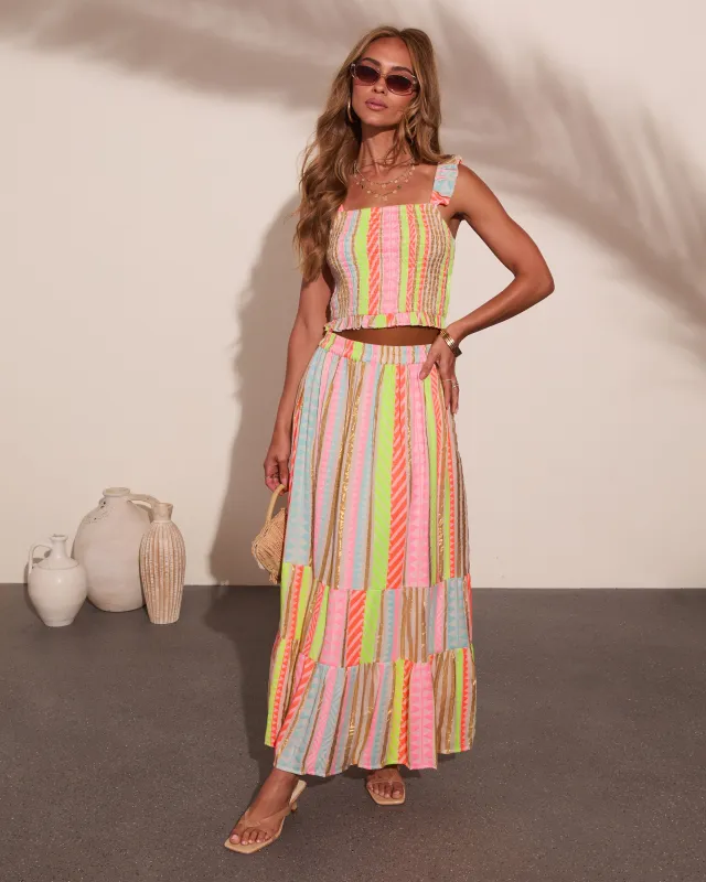 After Glow Muse Striped Abstract Maxi Skirt made by Vici