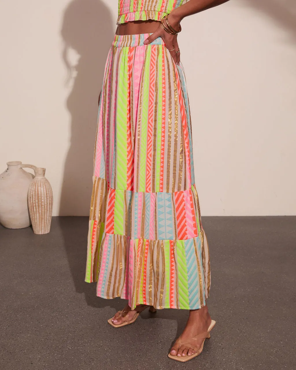 After Glow Muse Striped Abstract Maxi Skirt sold by Vici product image thumbnail 3