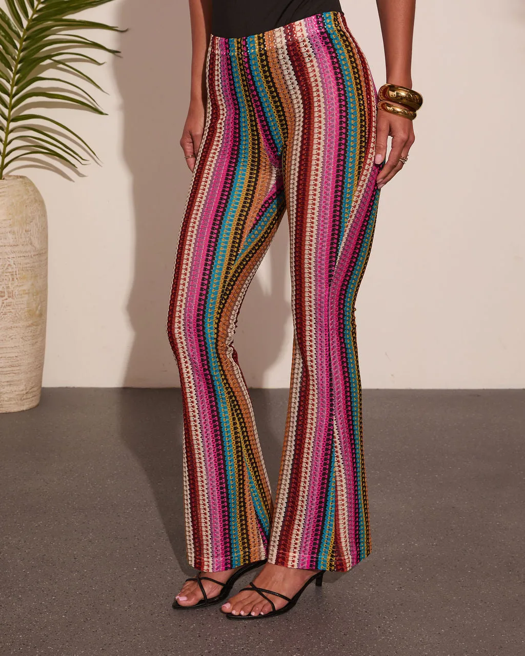 Summer Lounge Striped Open Knit Cover Up Pants sold by Vici product image thumbnail 3
