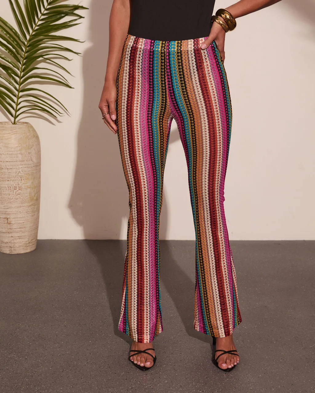 Summer Lounge Striped Open Knit Cover Up Pants sold by Vici product image thumbnail 2
