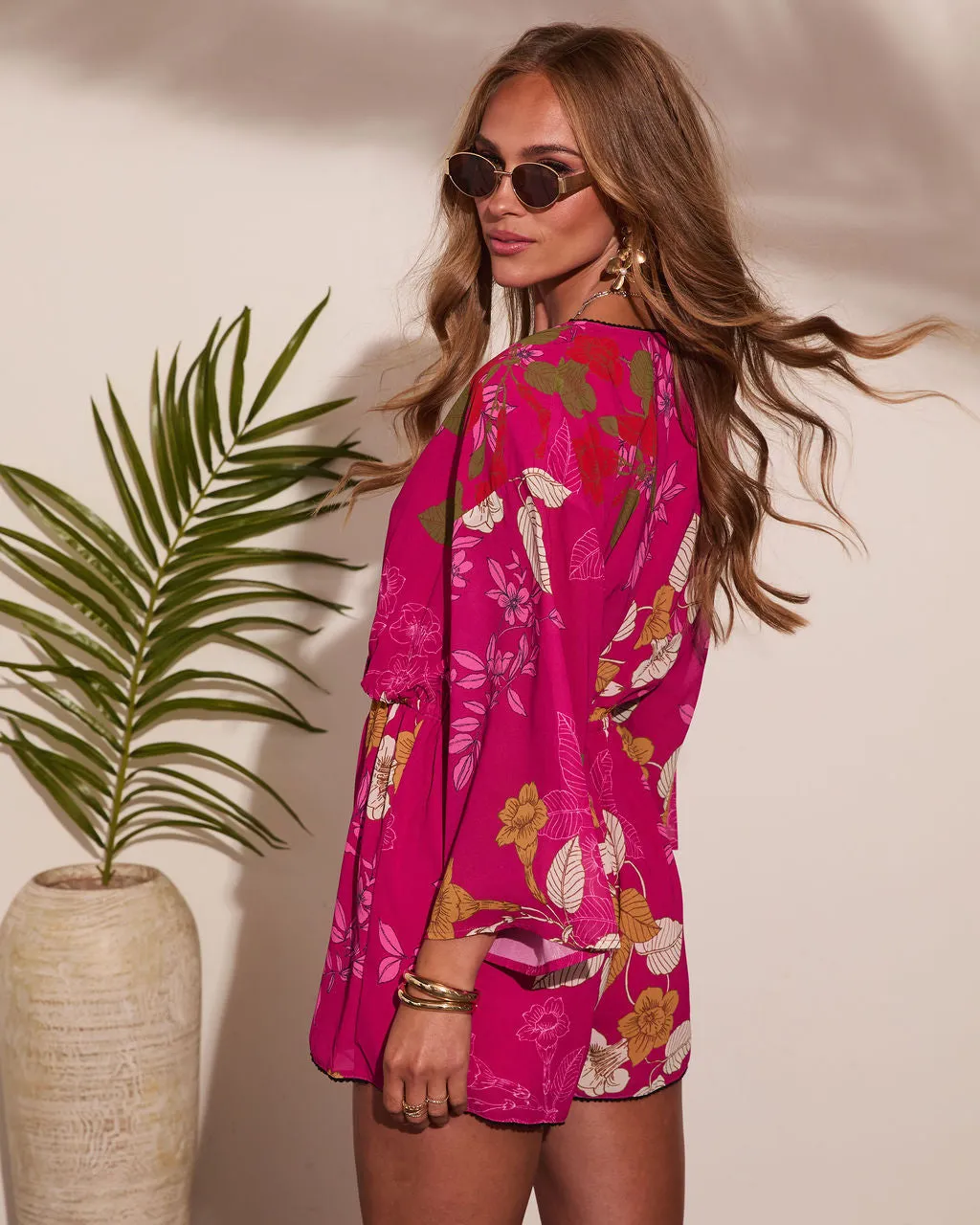 Evening Romance Tropical Floral Wrap Tie Romper sold by Vici product image thumbnail 4