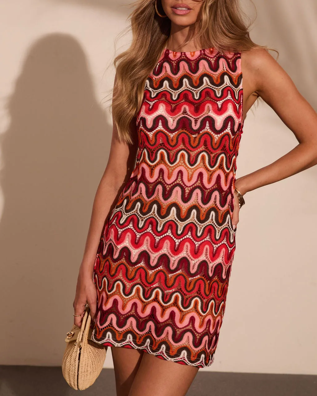 Cabana Dream Crochet Cover Up Mini Dress sold by Vici product image thumbnail 5