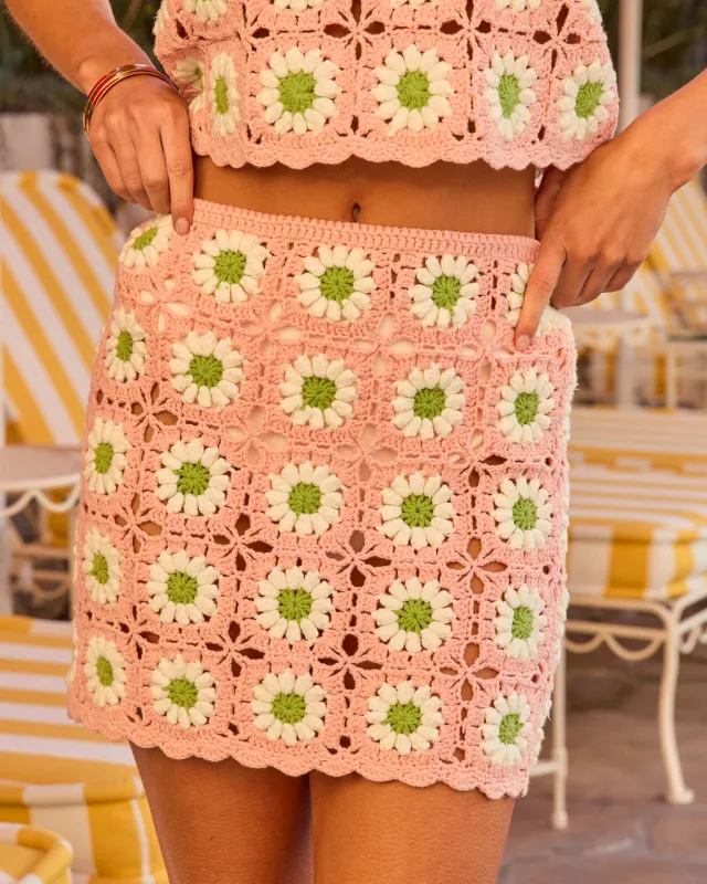 Bloom Lagoon Floral Crochet Cover Up Mini Skirt made by Vici