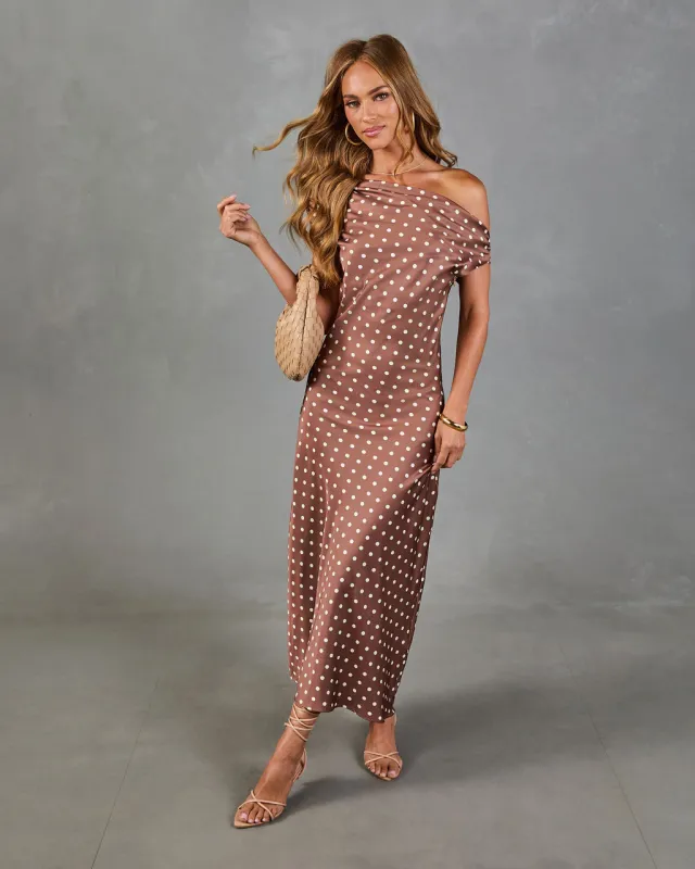 Dotted Reverie Satin Polka Dot Maxi Dress made by Vici