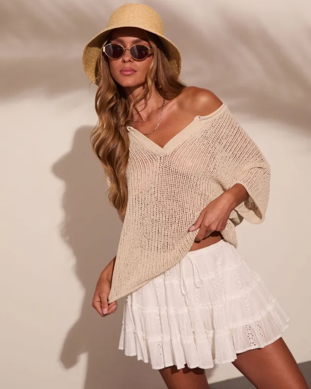 Sand Shell Open Knit Sweater made by Vici
