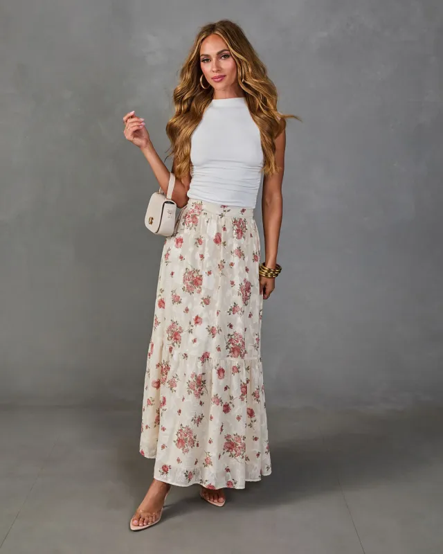 Rosy Cheers Floral Maxi Skirt made by Vici