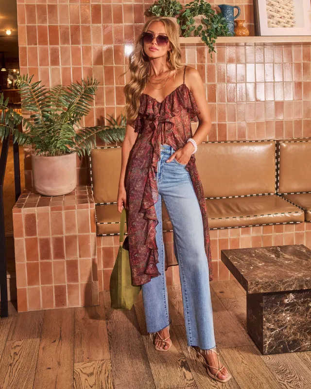 Wild Dahlia Ruffle Paisley Maxi Top made by Vici